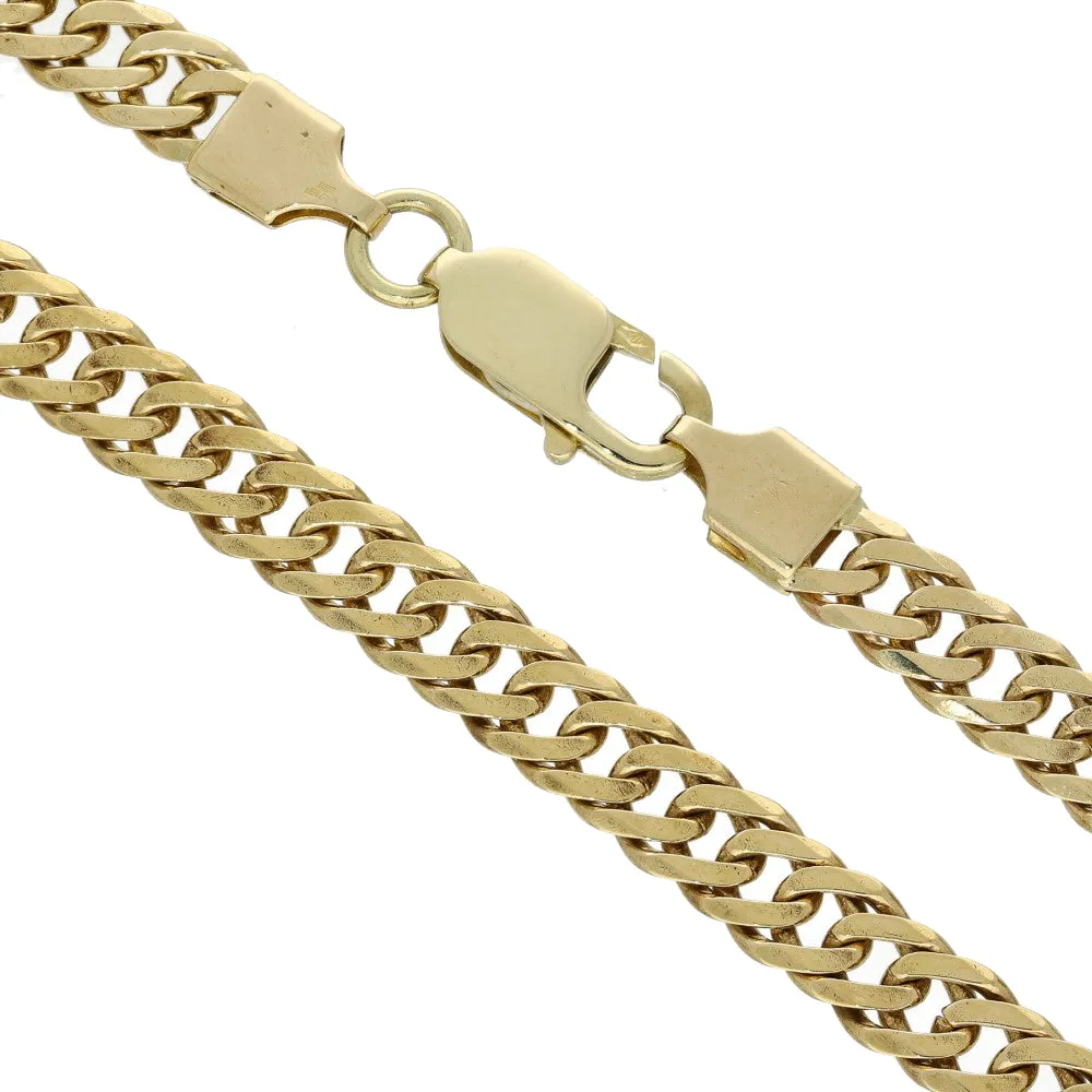 Pre-owned 9ct Yellow Gold Double Curb Link Chain Necklace 24"