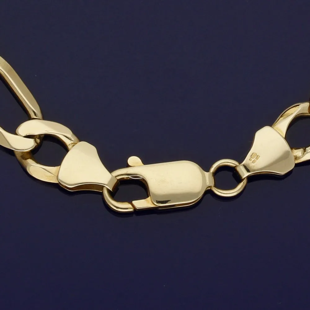 Pre-owned 9ct Yellow Gold Figaro Curb Bracelet