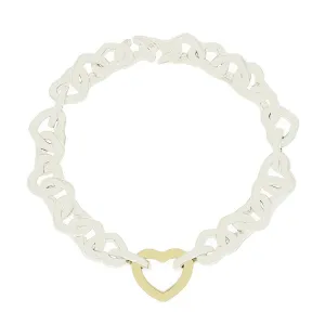 Pre Owned Tiffany & Co Sterling Silver and 18ct Gold Heart Link Bracelet