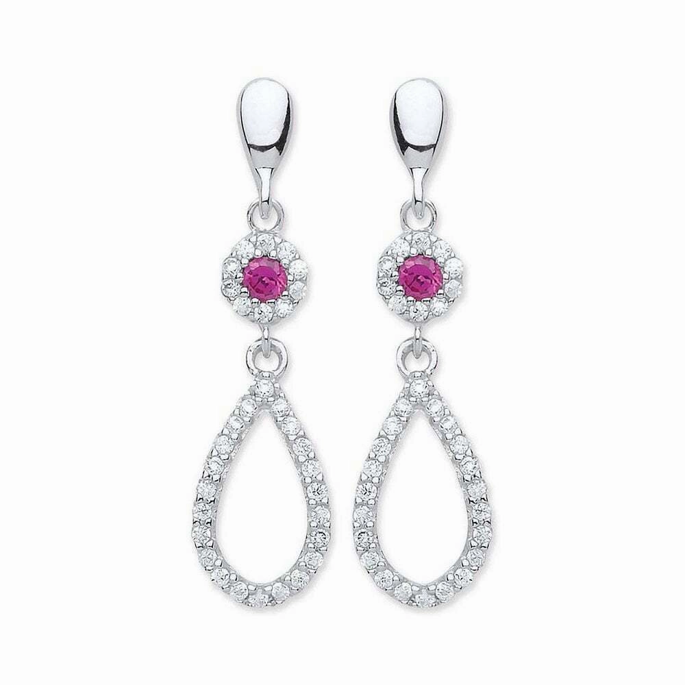Purity Sterling Silver Cubic Zirconia Drop Earrings P3810ED-2