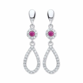 Purity Sterling Silver Cubic Zirconia Drop Earrings P3810ED-2