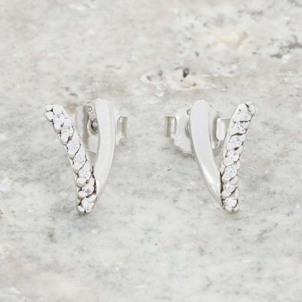 Purity Sterling Silver Cubic Zirconia Stud Earrings PUR3852ES