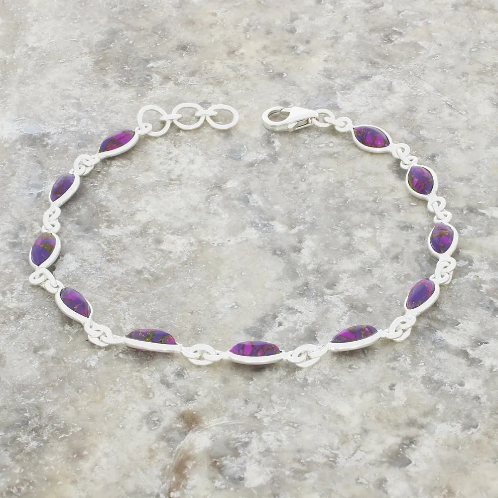 Purple Mohave Turquoise Sterling Silver Marquise Link Bracelet