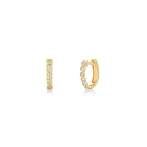 Rachel Reid 14k Diamond Bezel Huggie Earrings
