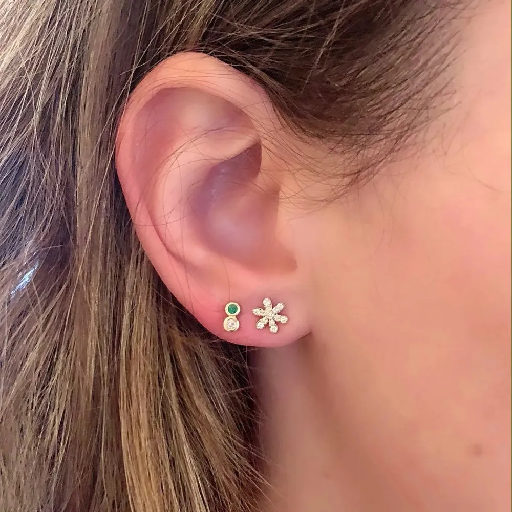 Rachel Reid 14k Diamond Flower Stud Earrings