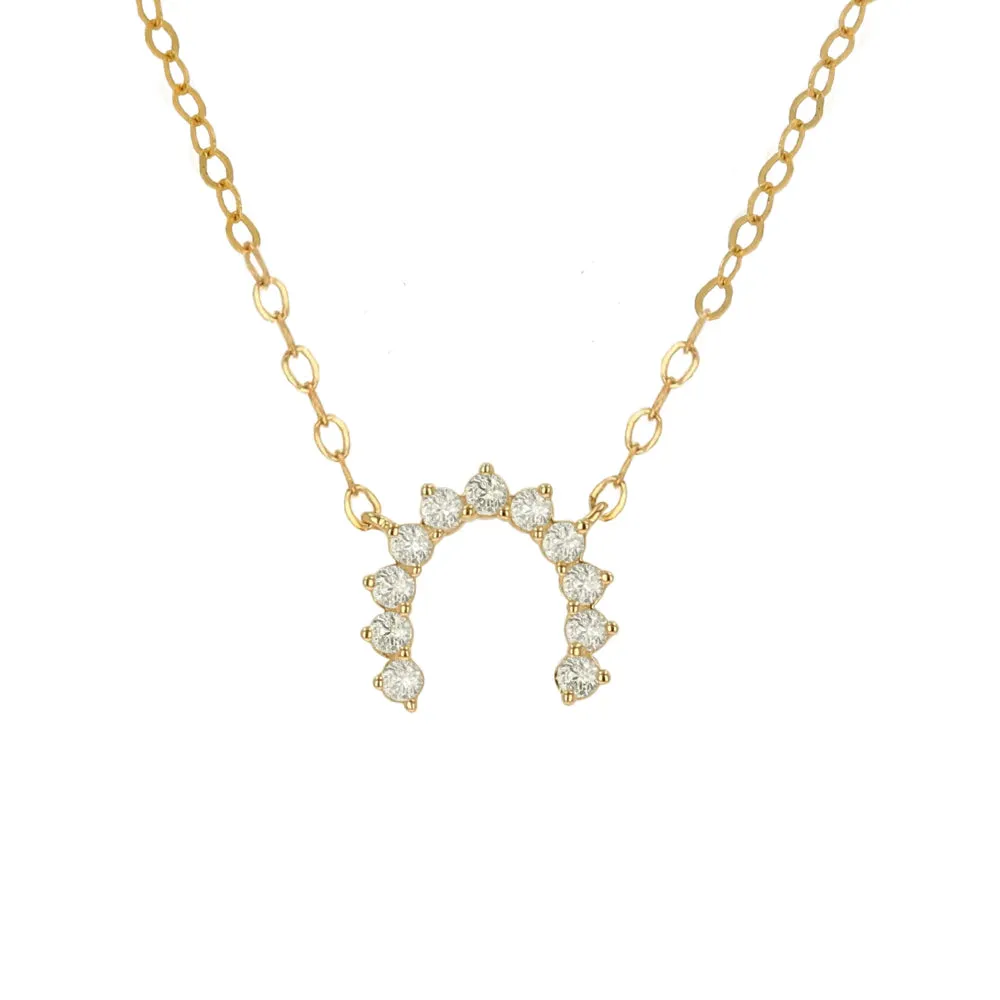 Rachel Reid 14k Gold Diamond Horseshoe Pendant Necklace