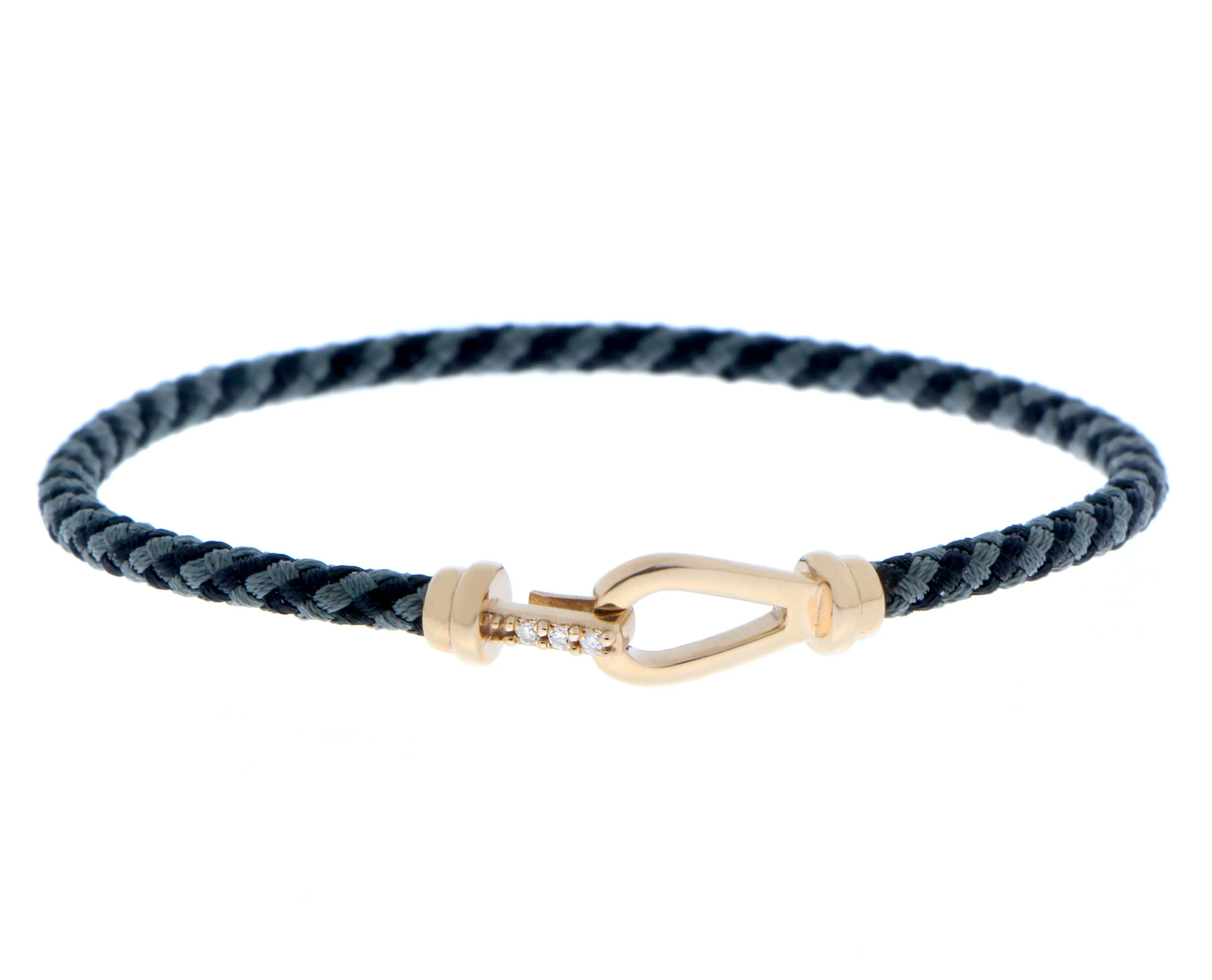 Rope bracelet with a gold and diamond closure