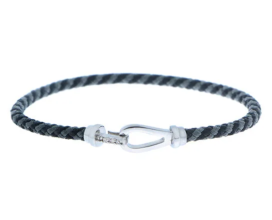 Rope bracelet with a gold and diamond closure