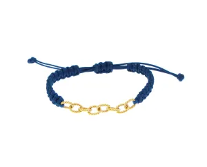 Rope bracelet with yellow gold torned chains