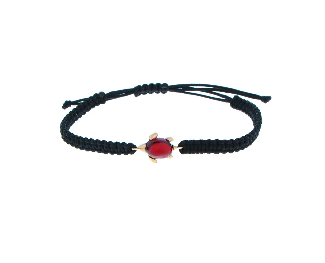 Rope bracelets with a rose gold and gemstone turtle charm