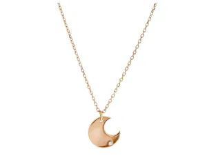 Rose gold and diamond necklace with a moon pendant