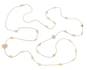 Rose gold and diamonds sautoir with hearts charms
