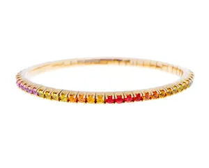 Rose gold and sapphires stretchy rainbow tennis bracelet
