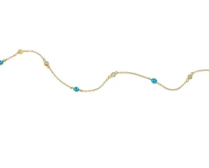 Rose gold bracelet with diamonds and evil eyes