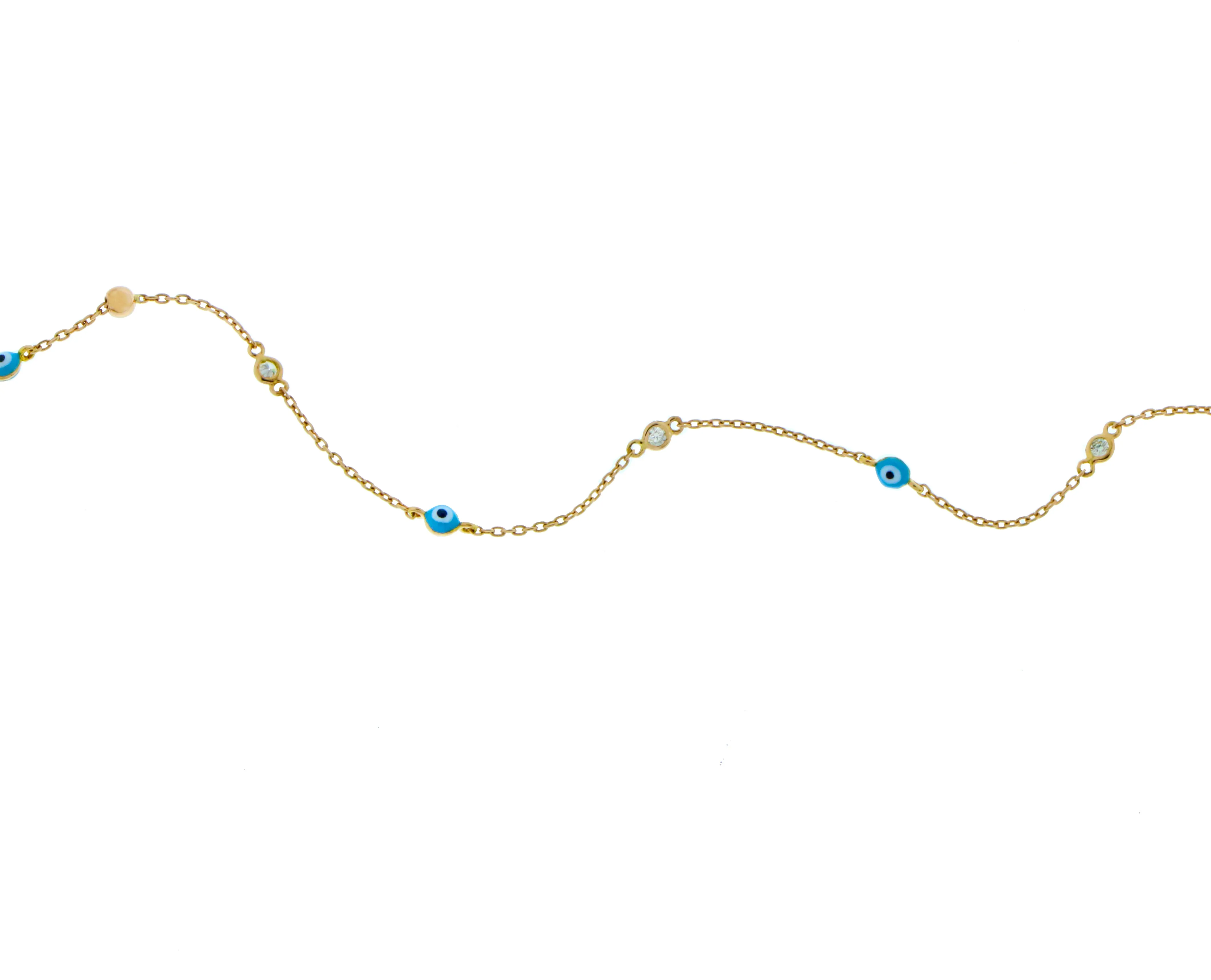 Rose gold bracelet with diamonds and evil eyes