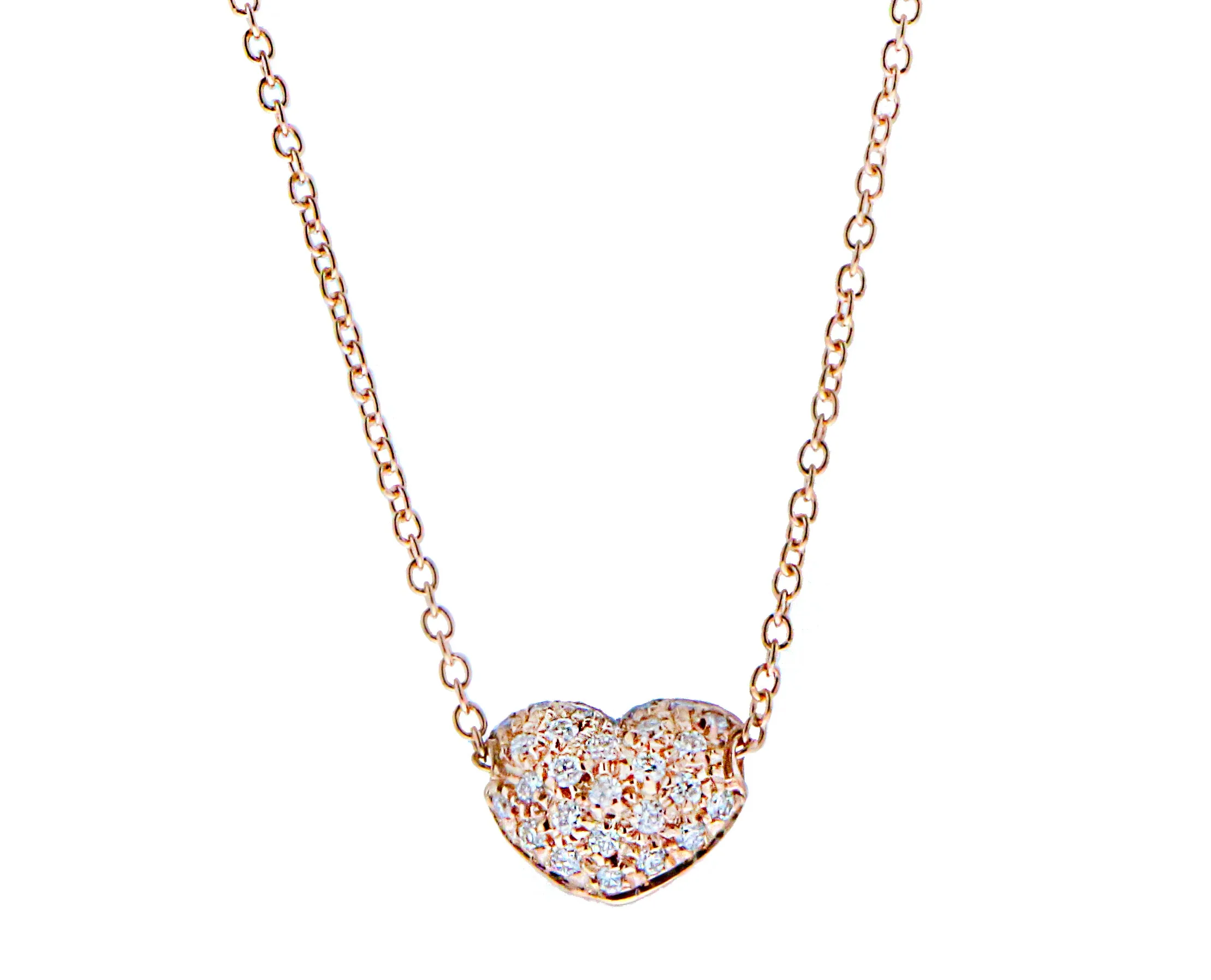 Rose gold diamond heart necklace