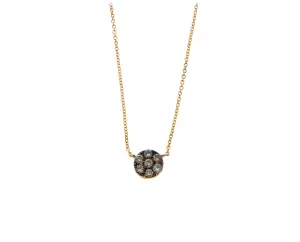 Rose gold necklace with a brown diamond round pendant