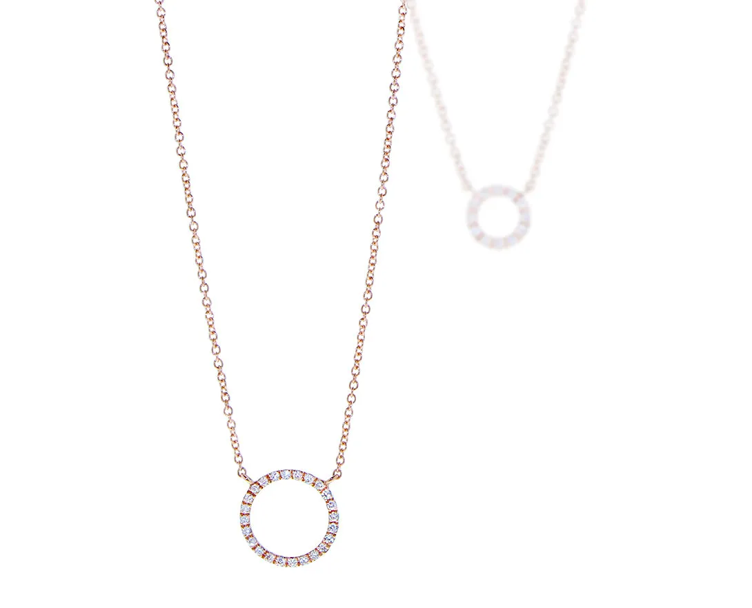 Rose gold necklace with a diamond circle pendant