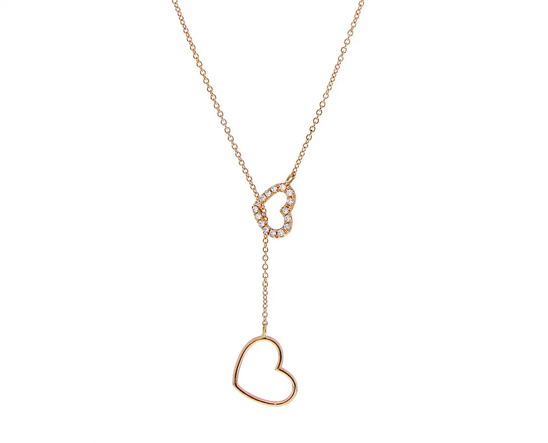 Rose gold necklace with a diamond heart charm