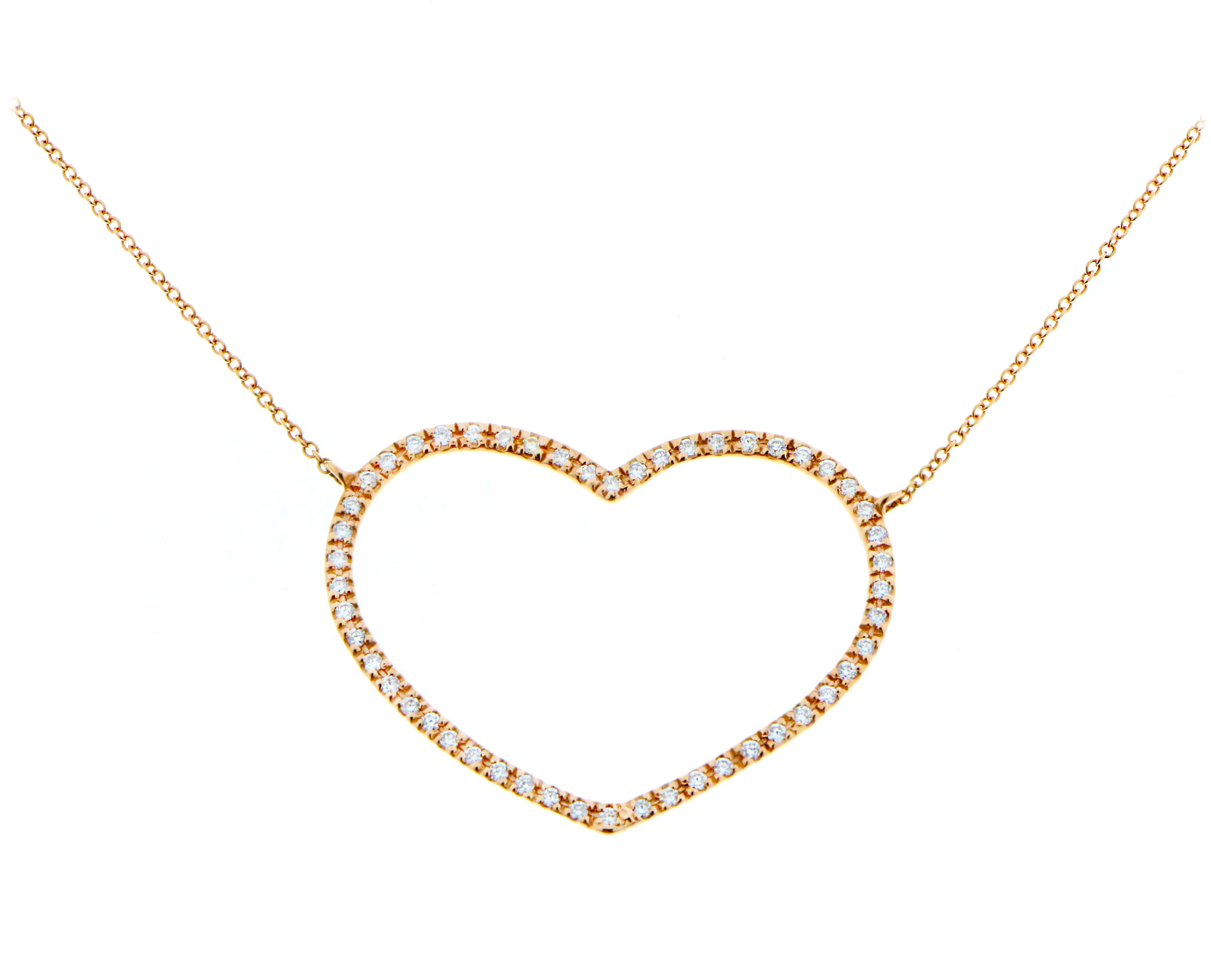 Rose gold necklace with a diamond heart pendant