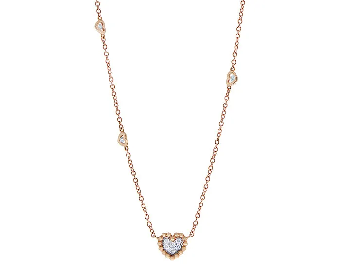 Rose gold necklace with a diamond heart