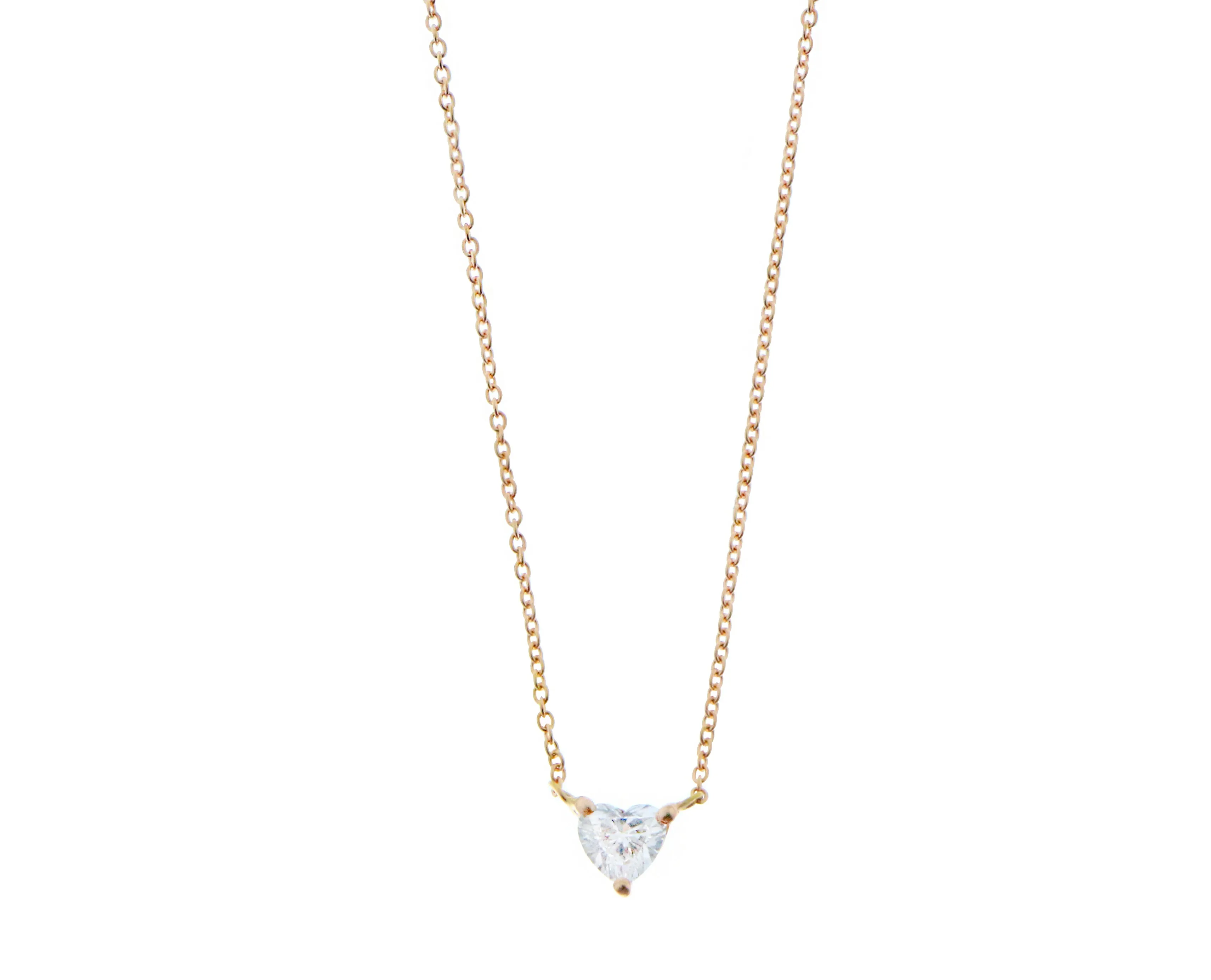 Rose gold necklace with a diamond heart