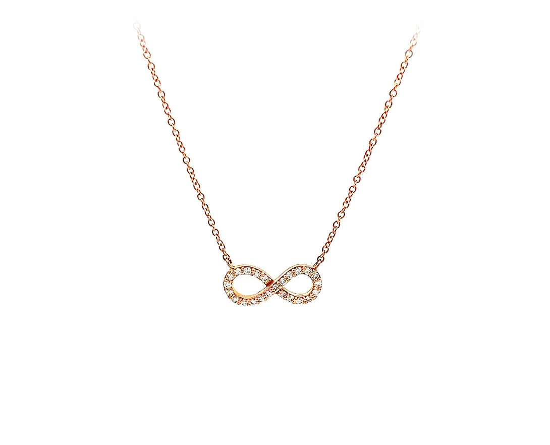 Rose gold necklace with a diamond infinity charm