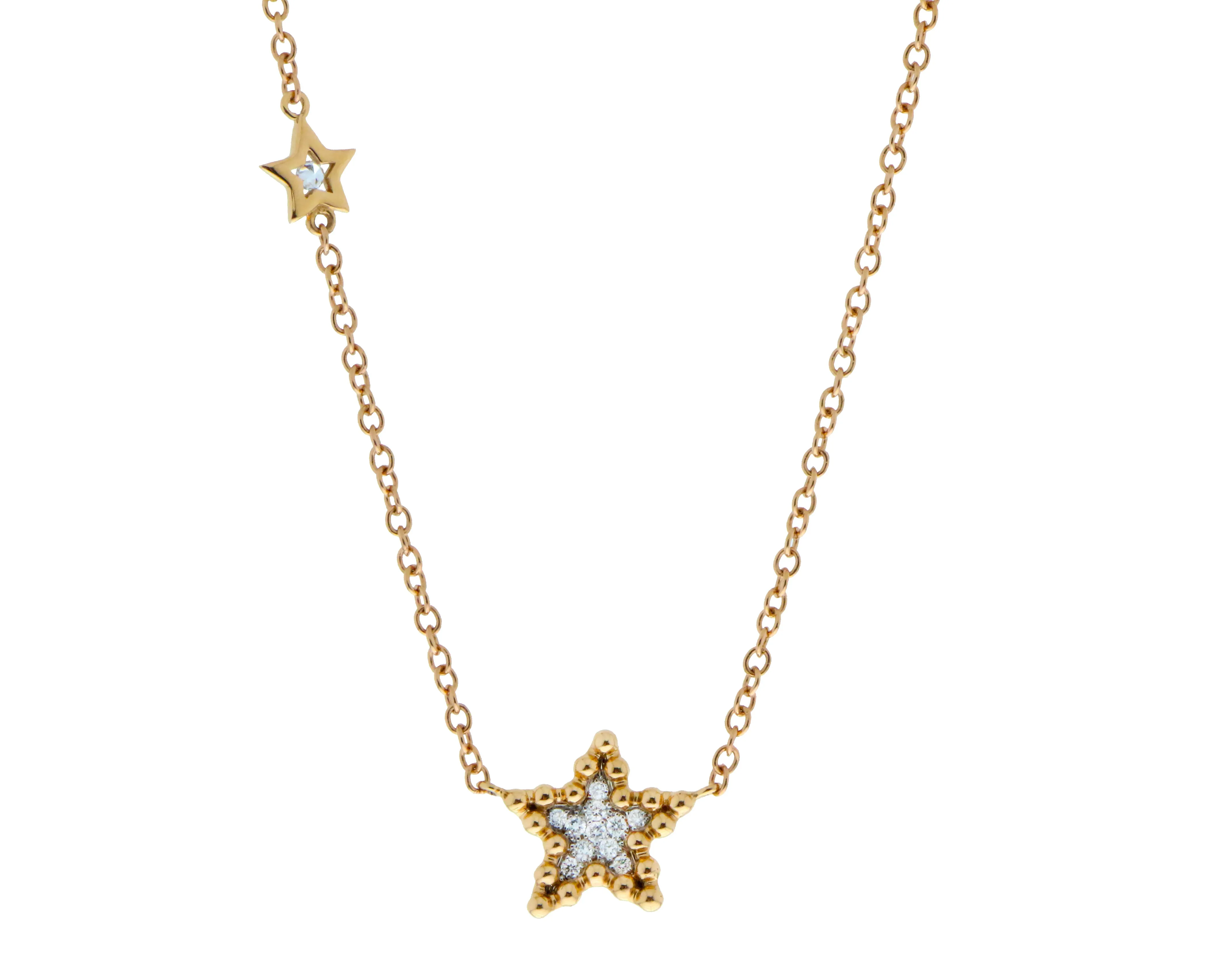 Rose gold necklace with a diamond star pendant