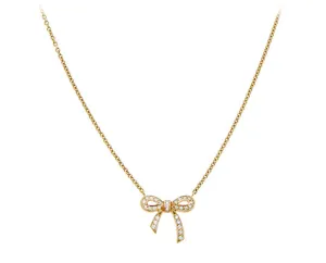 Rose gold necklace with diamond bow