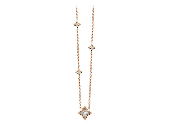 Rose gold necklace with diamond star with 3 small diamond stars