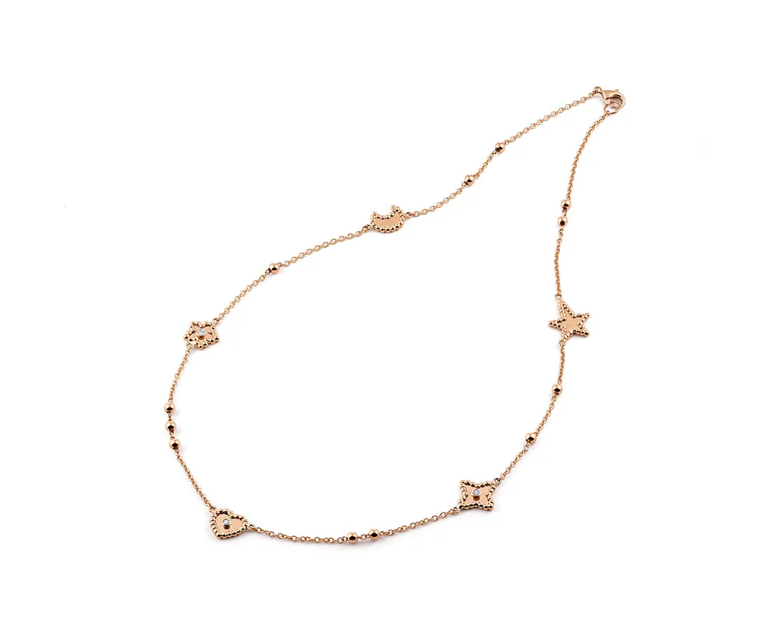 Rose gold necklace with diamonds