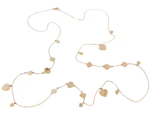Rose gold necklace with heart and diamond heart charms