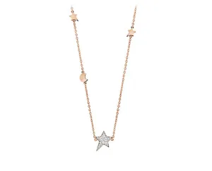 Rose gold necklace with shooting star set with diamonds and 3 small stars