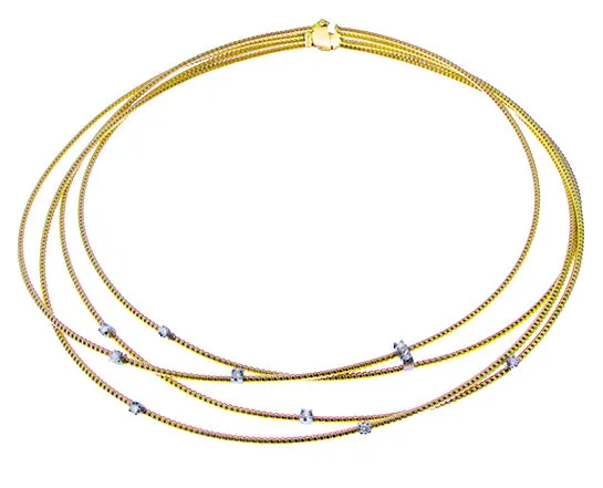 Rose gold tubogas necklace with 10 diamonds