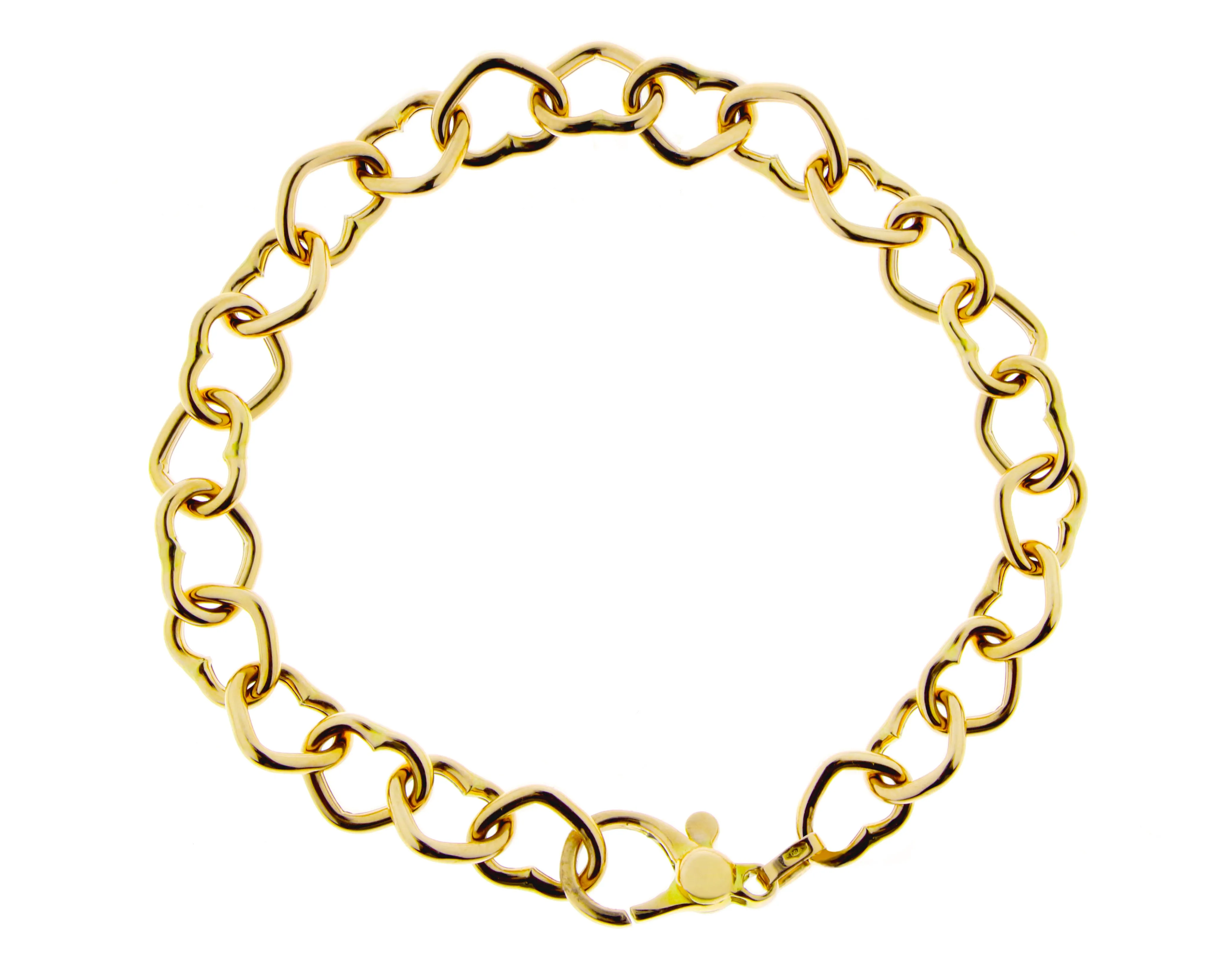 Rose or yellow gold heart chain bracelet