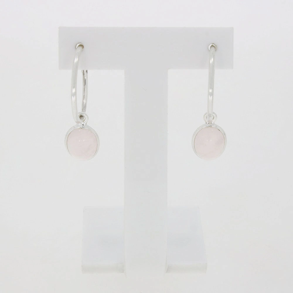 Rose Quartz Sterling Silver Hoop Earrings