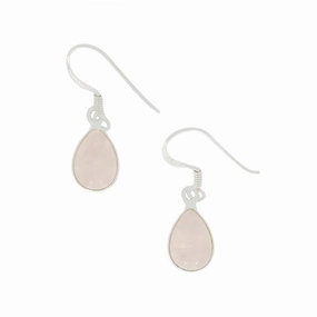 Rose Quartz Sterling Silver Pear Shape Drop Earrings