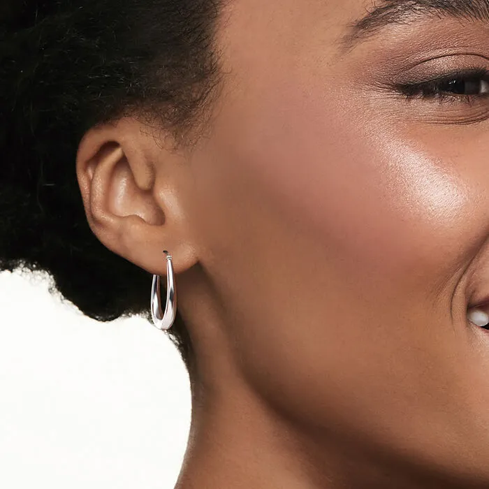 Ross-Simons 14K White Gold Tapered Hoop Earrings