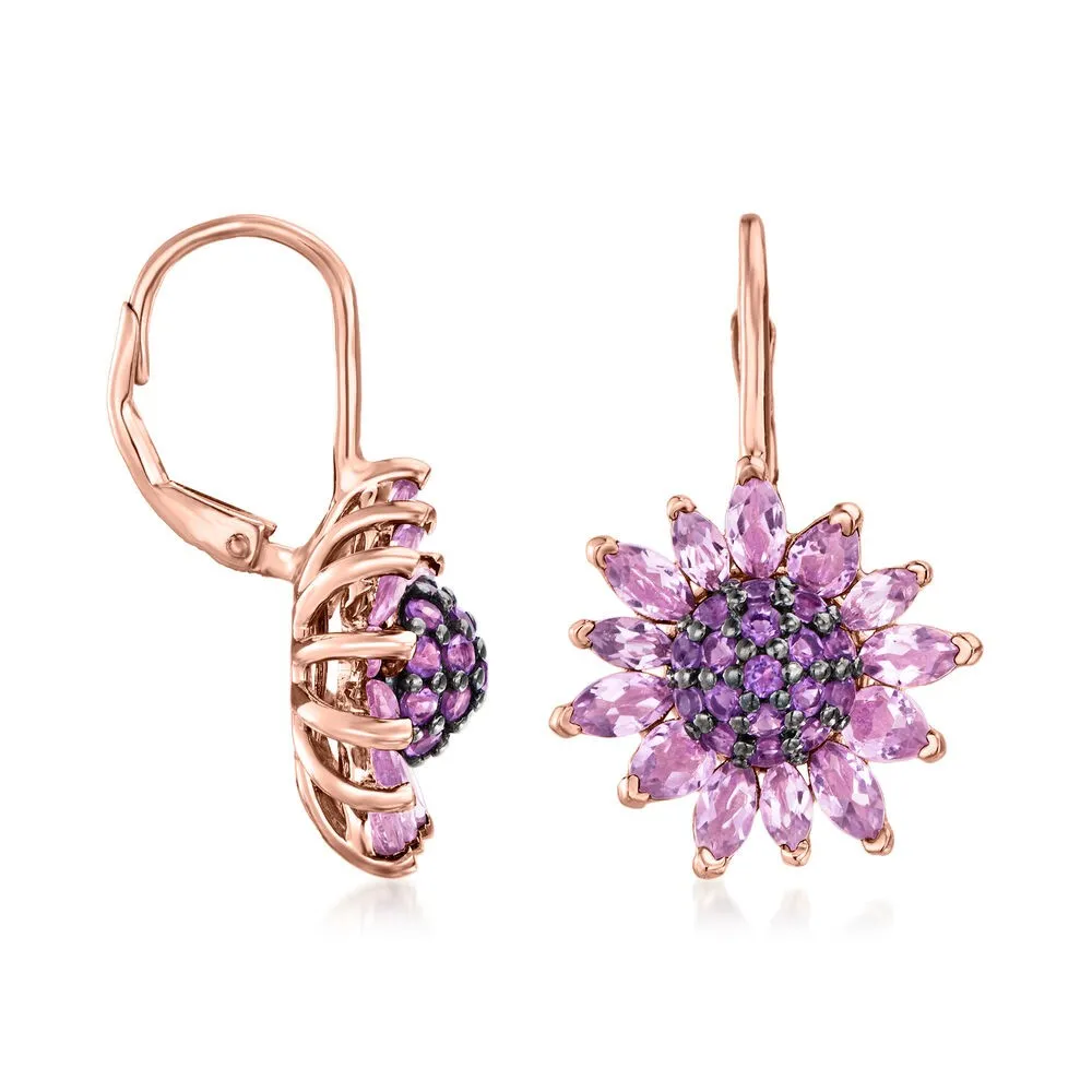 Ross-Simons 4.70 ct. t.w. Amethyst Flower Drop Earrings