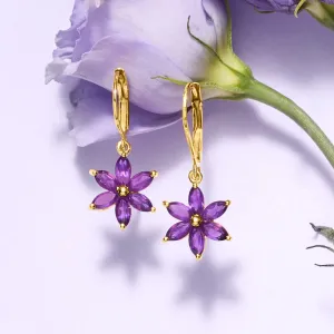 Ross-Simons Amethyst Flower Drop Earrings in 18kt Gold Over Sterling