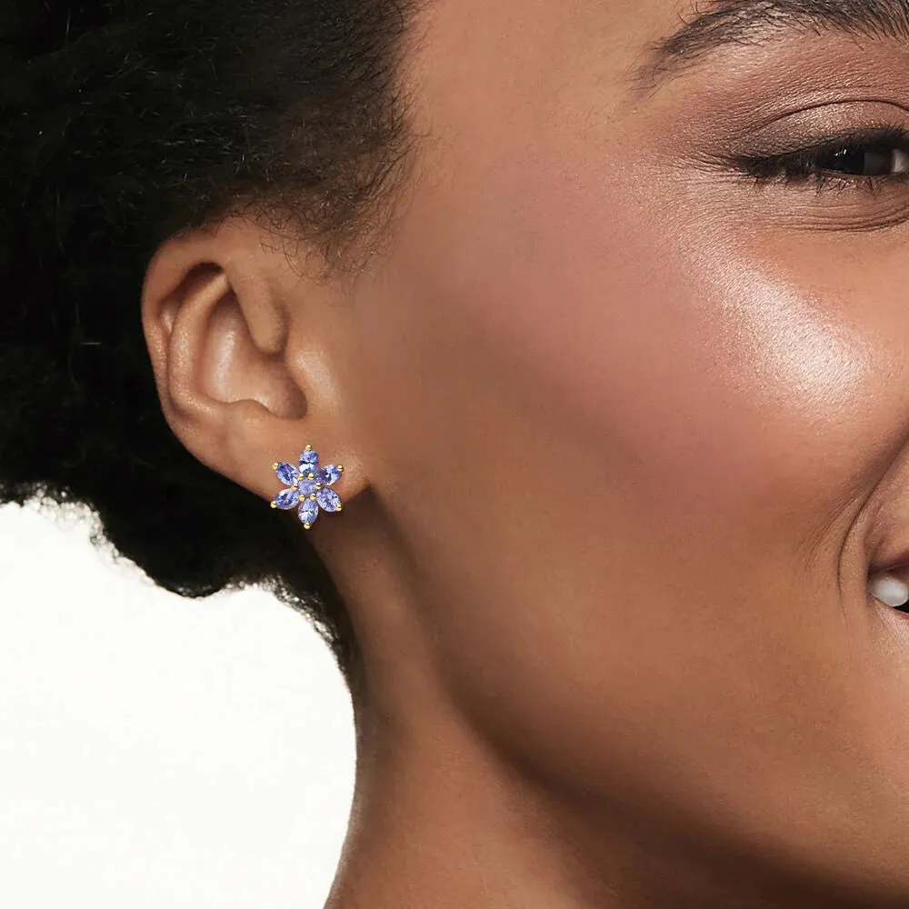 Ross Simons Sterling 2.10 ct. t.w. Tanzanite Flower Earrings
