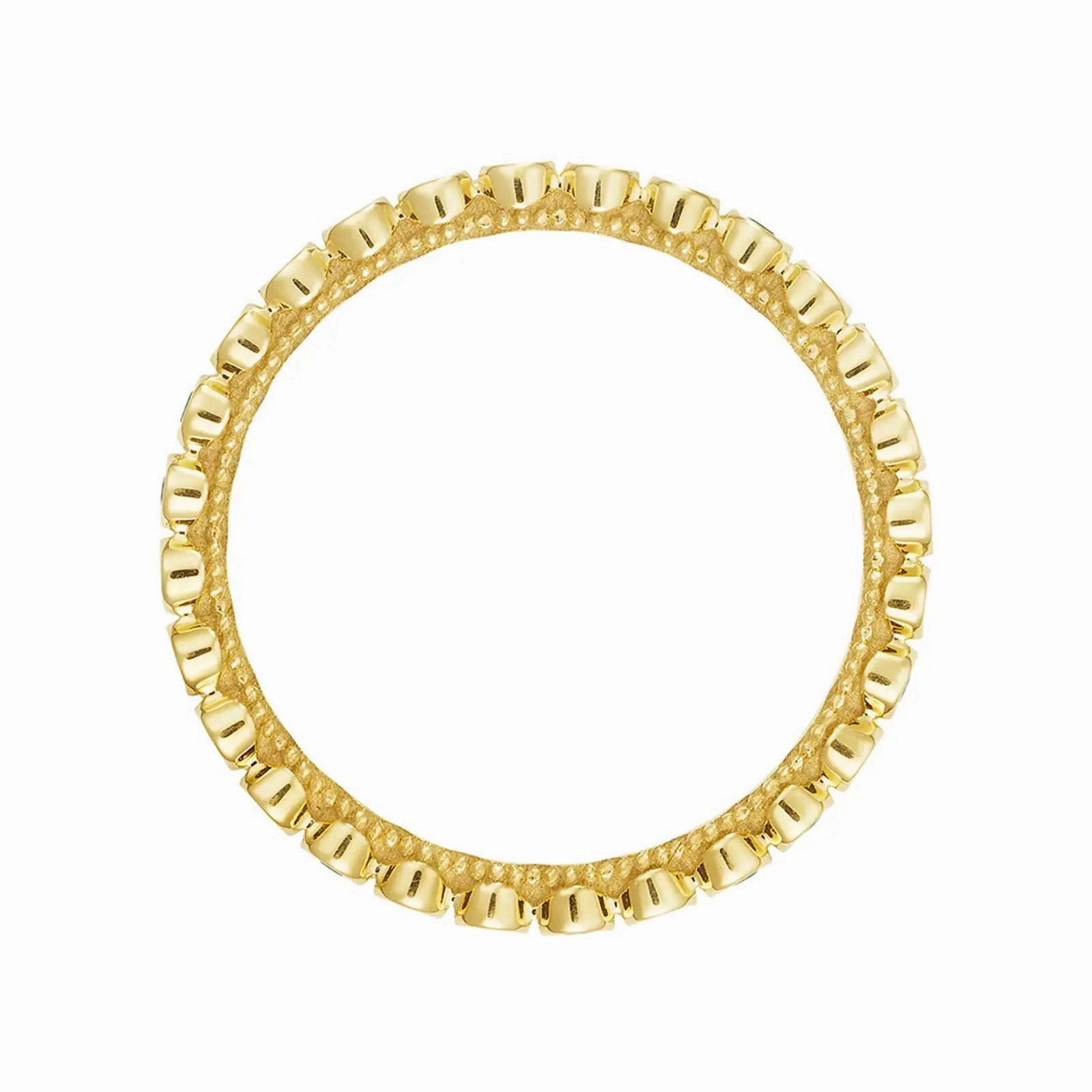 Round Bezel Droplet Band with Emeralds