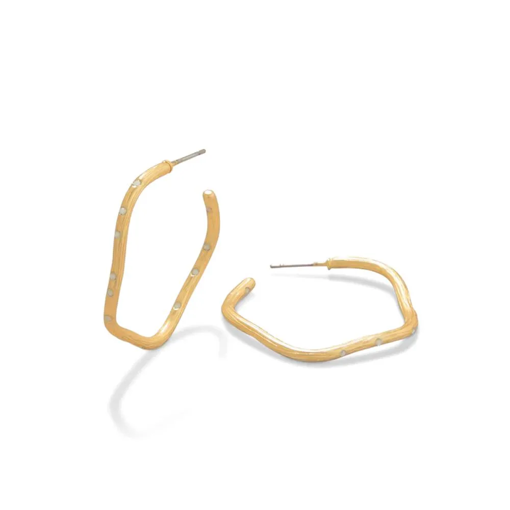 Sand Bar Wave Hoop Earrings - White Opal