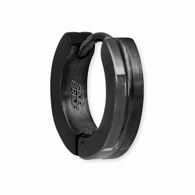 Save Brave Stainless Steel Black IP Single Mens Earring SBE-INDIA-1-BK