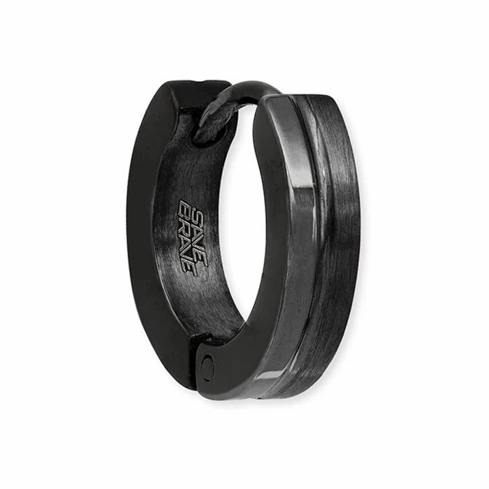 Save Brave Stainless Steel Black IP Single Mens Earring SBE-INDIA-1-BK