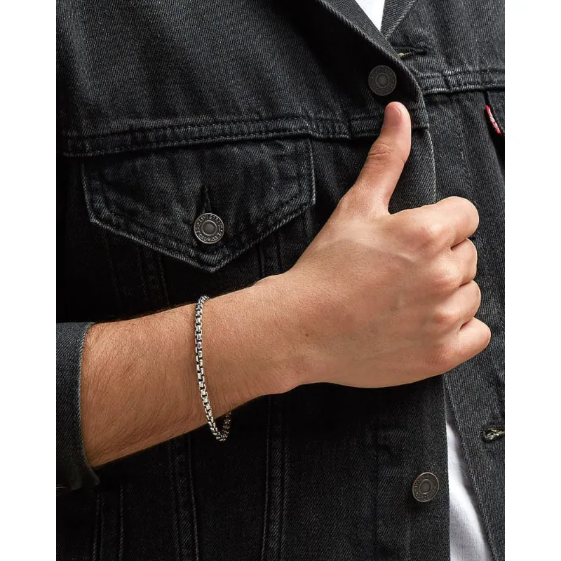 Scott Bros. Beck Round Box Chain Bracelet In Oxidized Sterling Silver