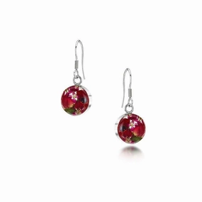 Shrieking Violet Real Flower Bohemia Silver Drop Earrings PRE02
