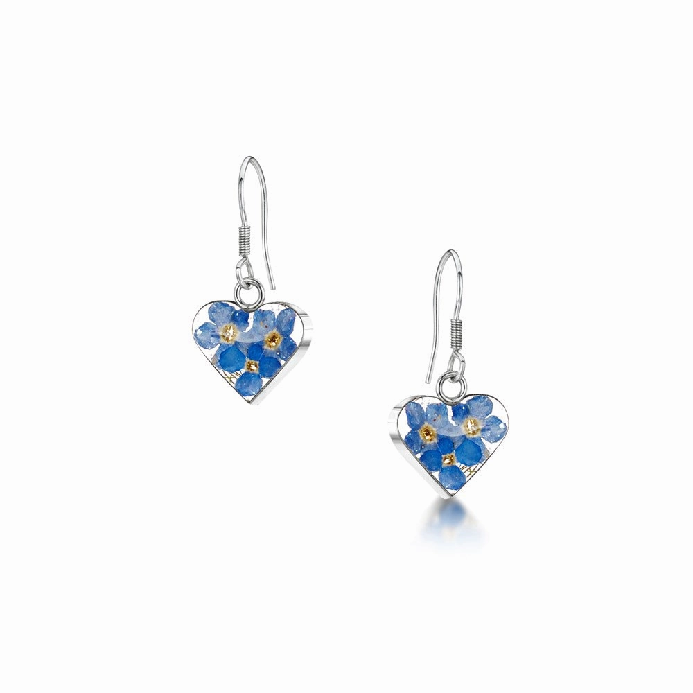Shrieking Violet Real Flower Forget Me Not Drop Earrings FE02