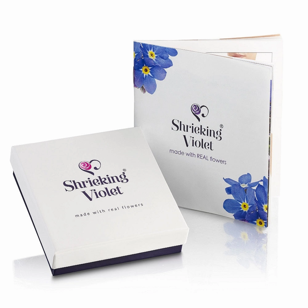 Shrieking Violet Real Flower Forget Me Not Huggie Earrings FEH02
