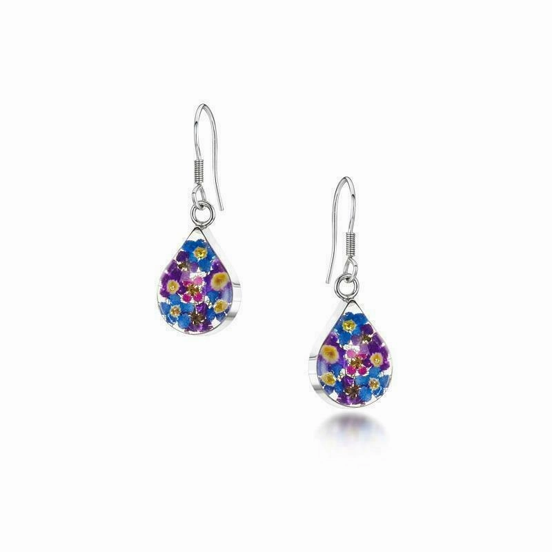 Shrieking Violet Real Flower Purple Haze Drop Earrings BLE05